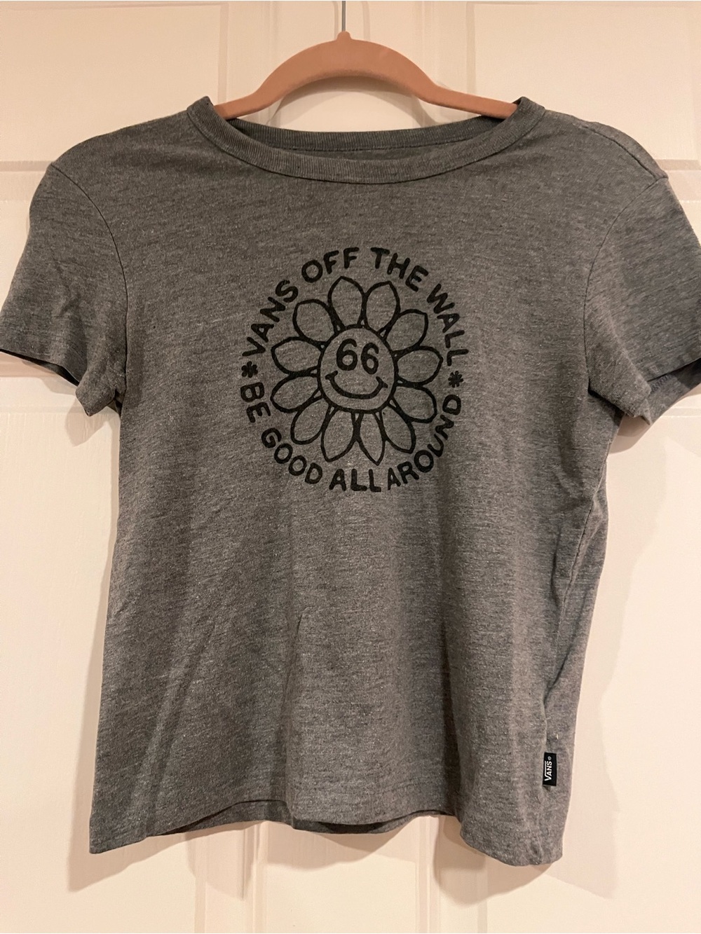 Vans Grey Short Sleeve Tee with Black Sunflower Logo